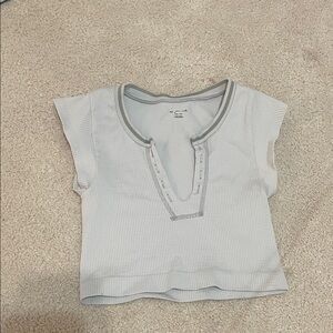 Urban Outfitters: White Ribbed Short Sleeve Top